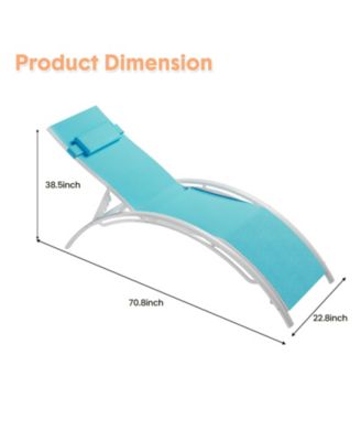 Set of 2 Aluminum Patio Chaise Lounge Chairs - Outdoor Adjustable Recliners - 4-Position Backrest, All-Weather Mesh, Heavy Duty, With Armrests