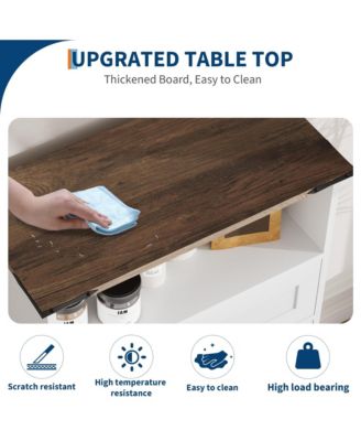 Farmhouse Bathroom Storage Cabinet - Wooden Furniture with Doors, Drawers and Adjustable Shelf - Rustic Organizer for Kitchen, Laundry