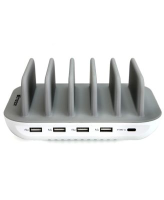 5 Port Multi Device USB Charging Station Hub with Charging Cables