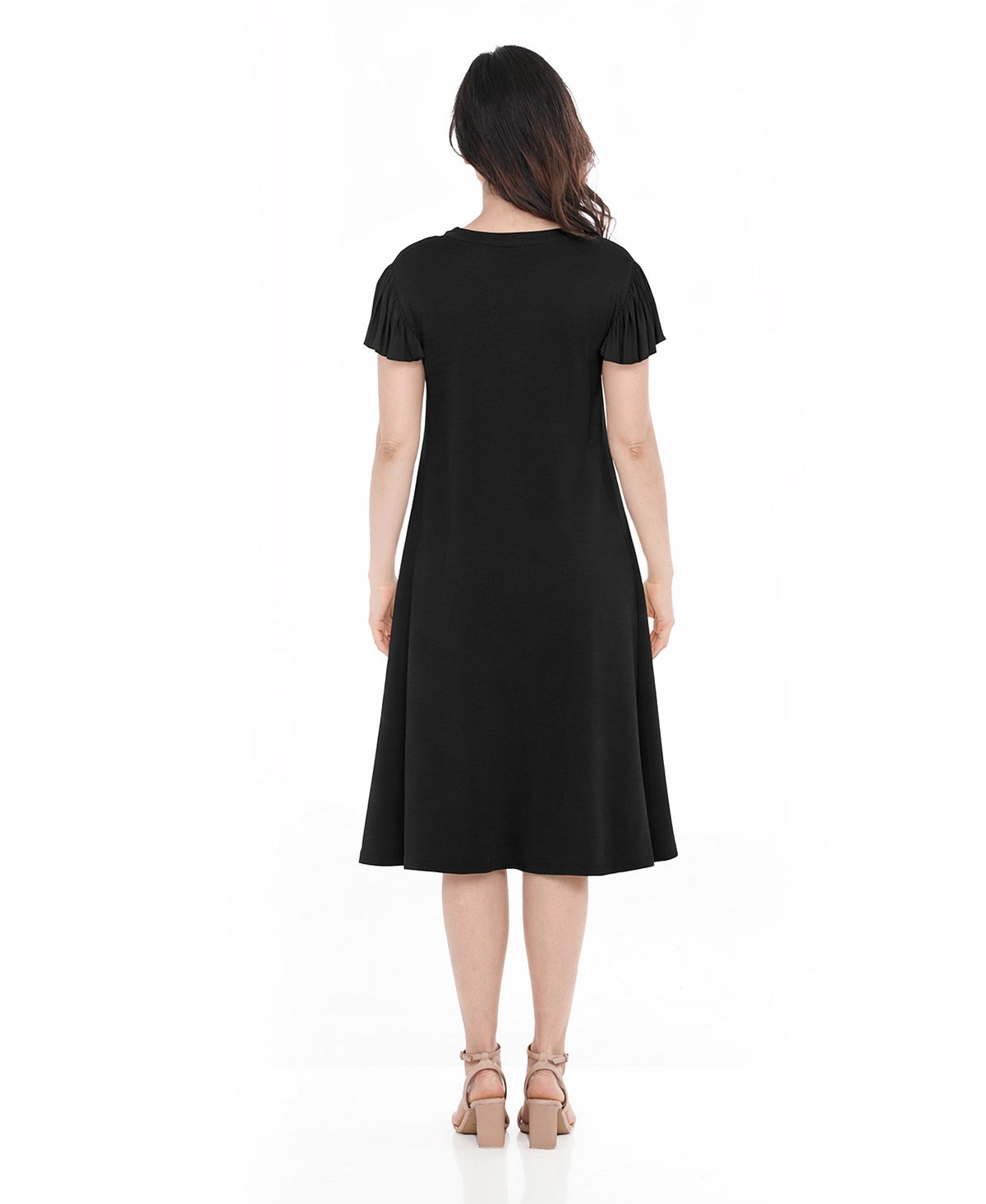 White Mark Women's V-Neck Tie-Front Flutter-Sleeve Shift Dress view 5 — MAYCSS fashion products
