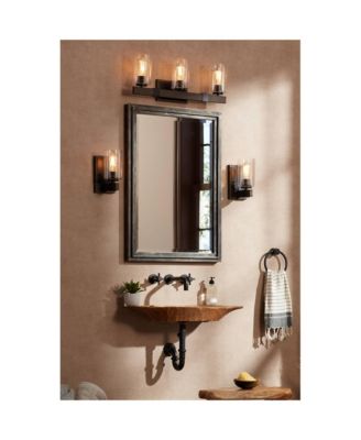 Poetry High Wall Sconces Light Lamp Fixture Mount Set of 2 Bathroom Hardwired Clear Seeded Glass Shade