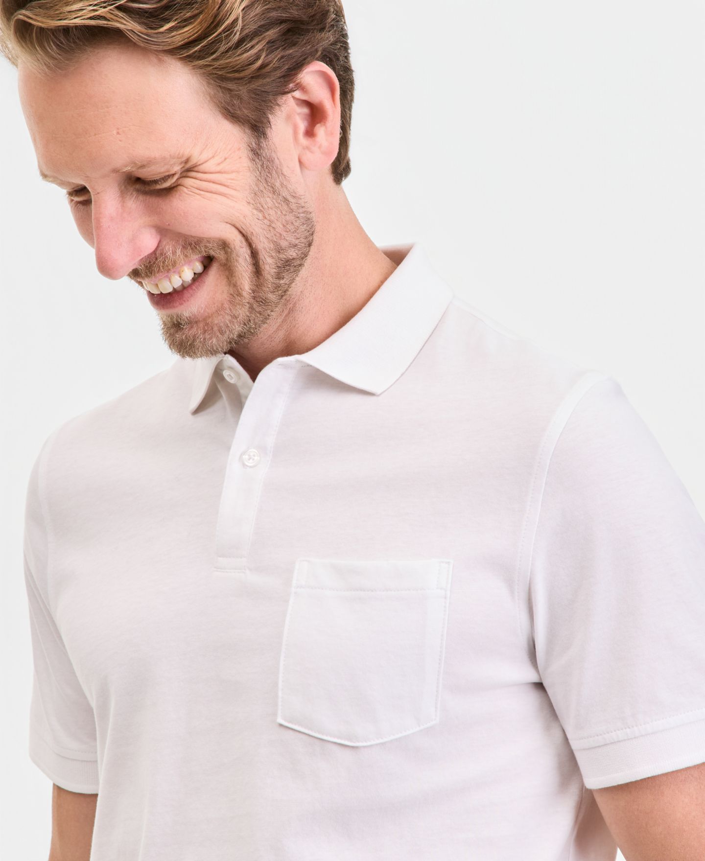 Мужское поло Club Room Solid Jersey Polo with Pocket, цвет: Яркий белый — фото 4