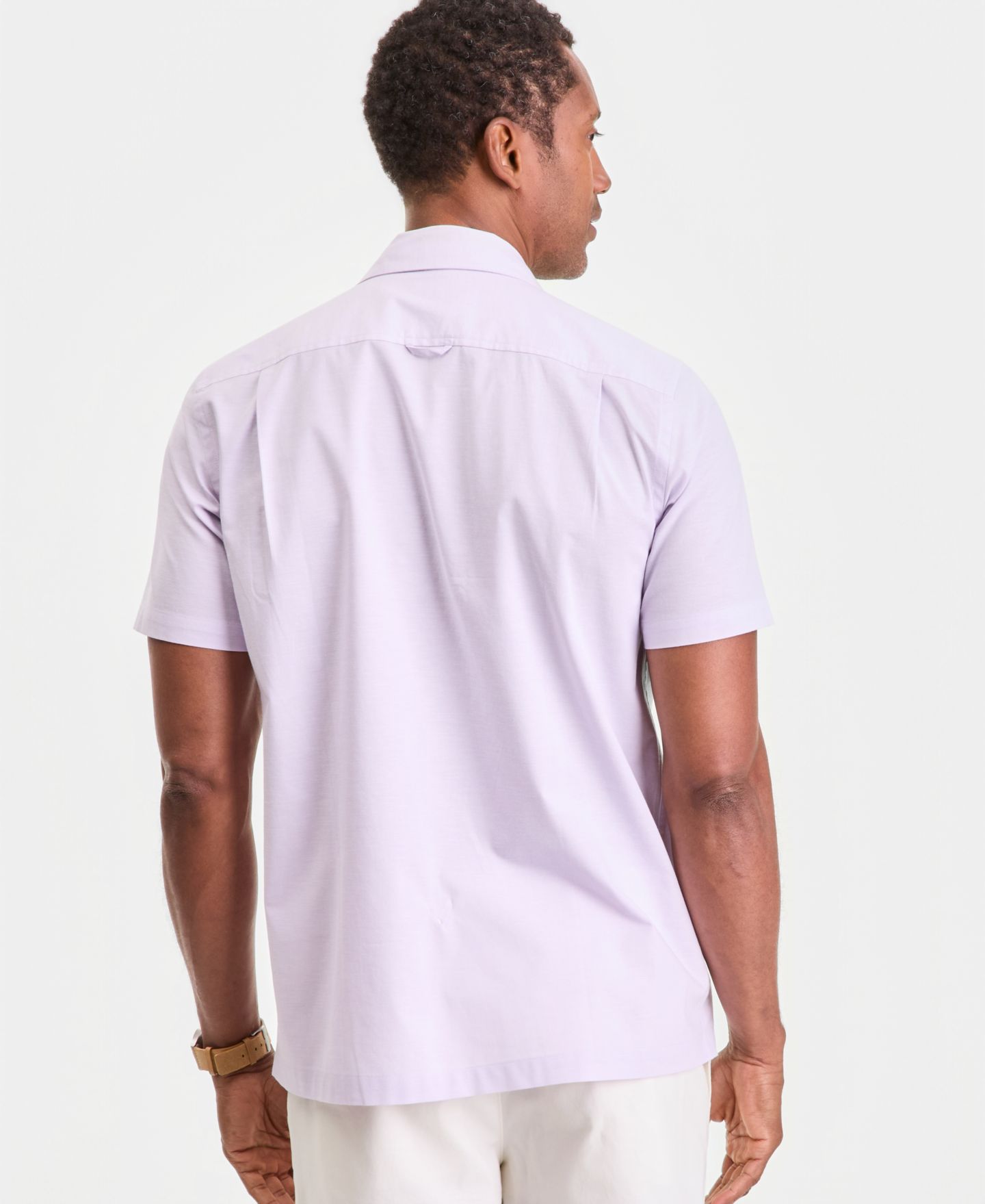 Мужская рубашка Club Room Double Pocket Oxford Short-Sleeve, цвет: Сиреневый орхидея — фото 4