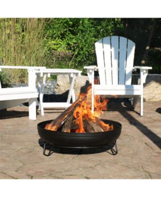 Outdoor Camping or Backyard Steel with Heat-Resistant Finish Fire Pit Bowl on Stand - 23" - Black