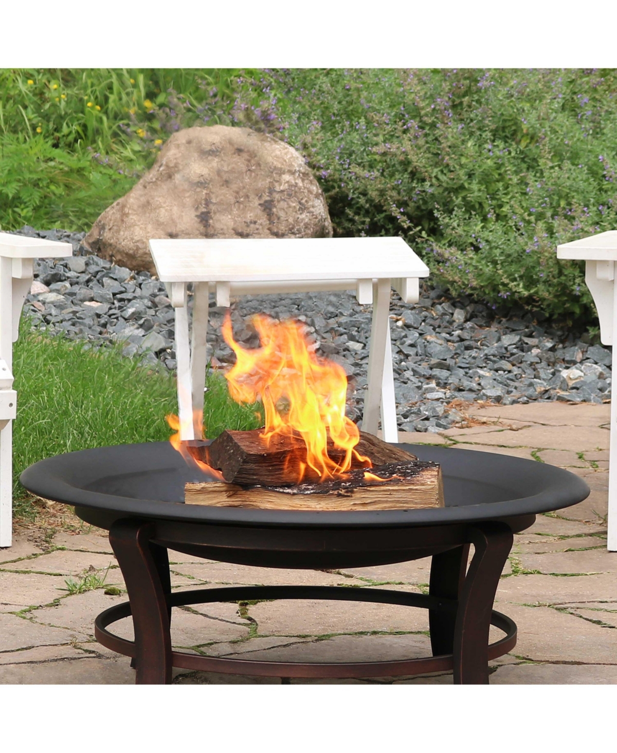 Outdoor Camping or Backyard Replacement Round Steel with Heat-Resistant Paint Finish Fire Pit Bowl - Black