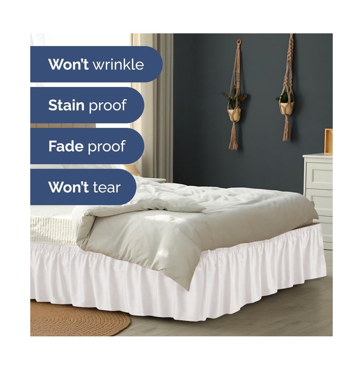 Ruffled Elastic Wrap Around Bedskirt 15 Inch Drop