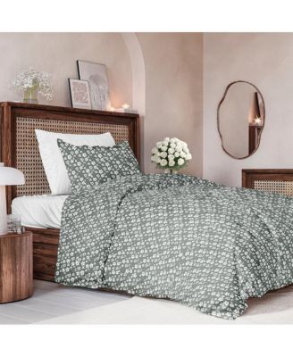 Duvet Floral Cover Set with Pillow Sham, Zipper Closure & Corner Ties