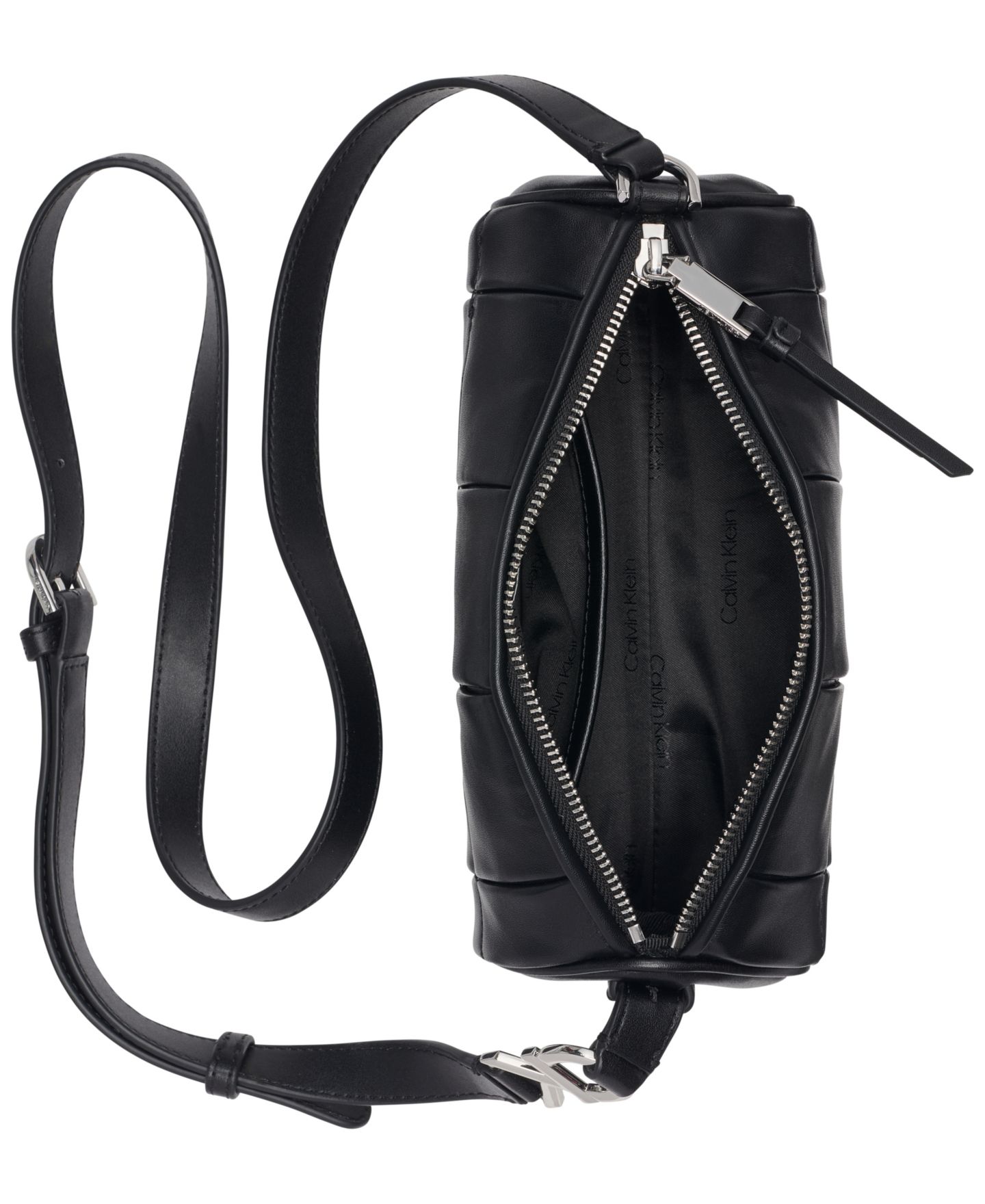 Женская сумка Calvin Klein Tina Pleated Small Crossbody Handbag, цвет: Чёрный / Серебряный — фото 4