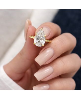 2 ct. Pear-Cut Moissanite VVS1 Ring in Gold Vermeil or Sterling Silver Isabella