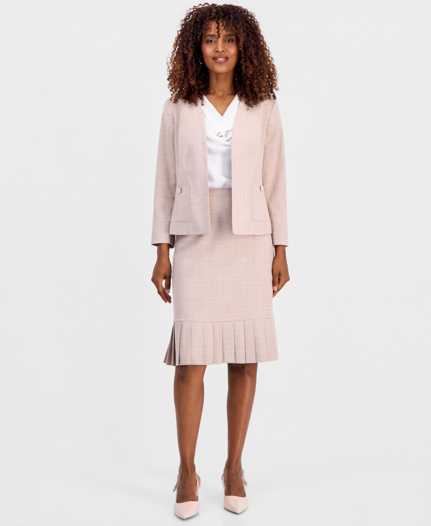 Women's Collarless Open-Front Blazer