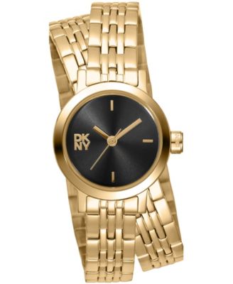 Women's Mini Quartz Gold-Tone Stainless Steel Double Bracelet Watch 23mm