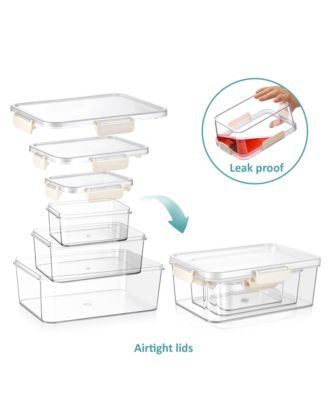 3-Pack Food Storage Container Set Stackable and Nestable Plastic Meal Prep Containers
