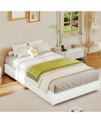 Twin Cloud Bed Frame, Low Profile Upholstered Platform in Corduroy Fabric with Solid Wood Legs