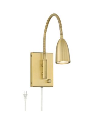 Lido Mid Century Modern Wall Lamp Warm Plug-in 2 1/4" Fixture Adjustable Gooseneck for Bedroom Reading Living Room Hallway House
