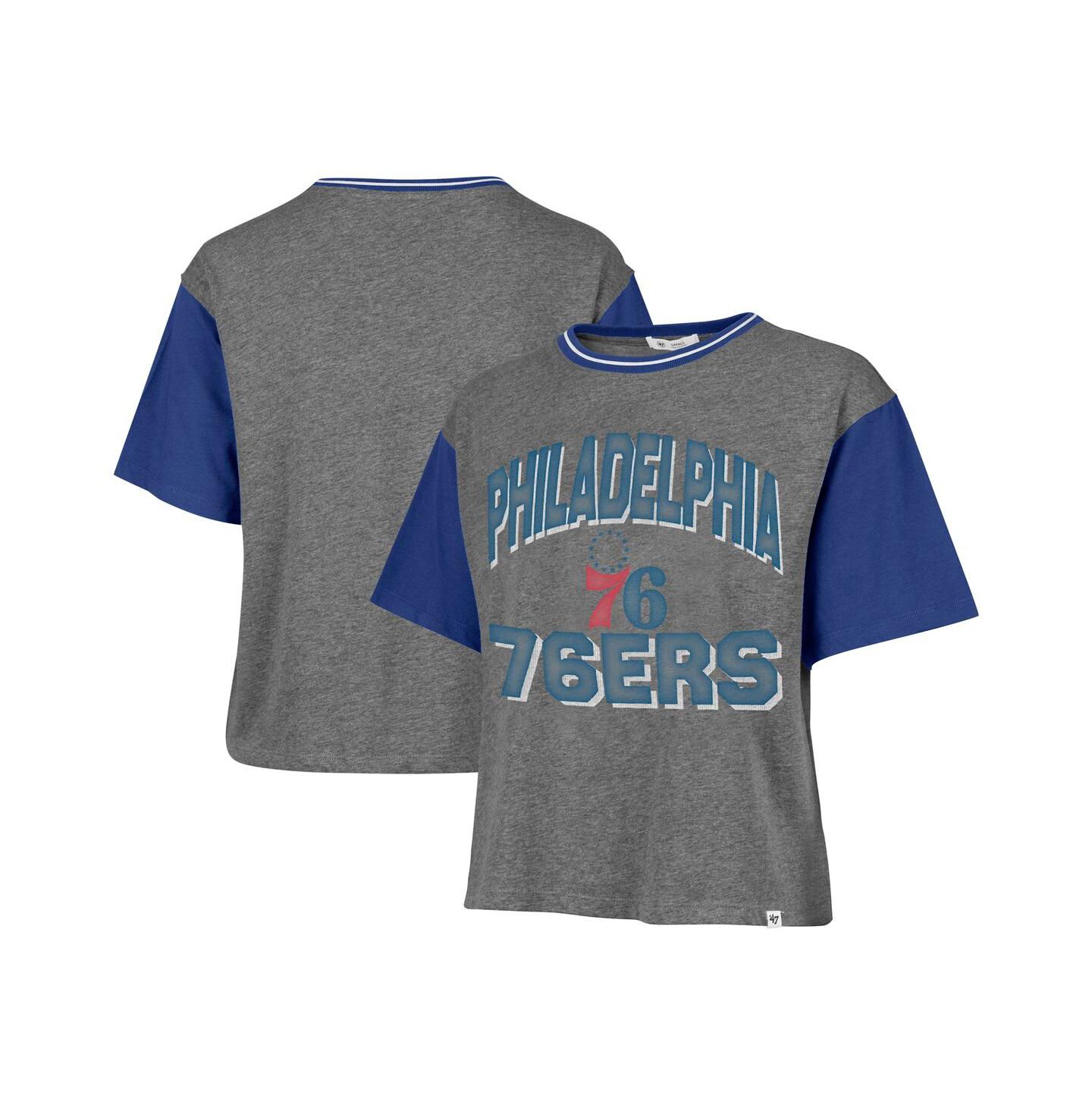 Женская футболка '47 Brand Gray Philadelphia 76ers Rise Clubhouse Ziggy Color Block — фото 1