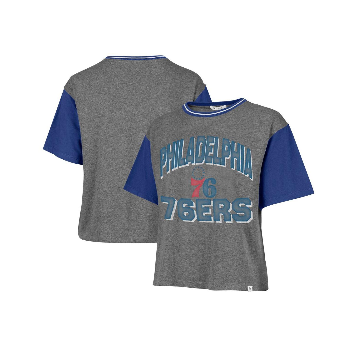 Women's Gray Philadelphia 76ers Rise Clubhouse Ziggy Color Block T-Shirt
