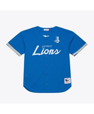 Men's Blue Detroit Lions Head Coach Mesh Full-Button Fashion Jersey
