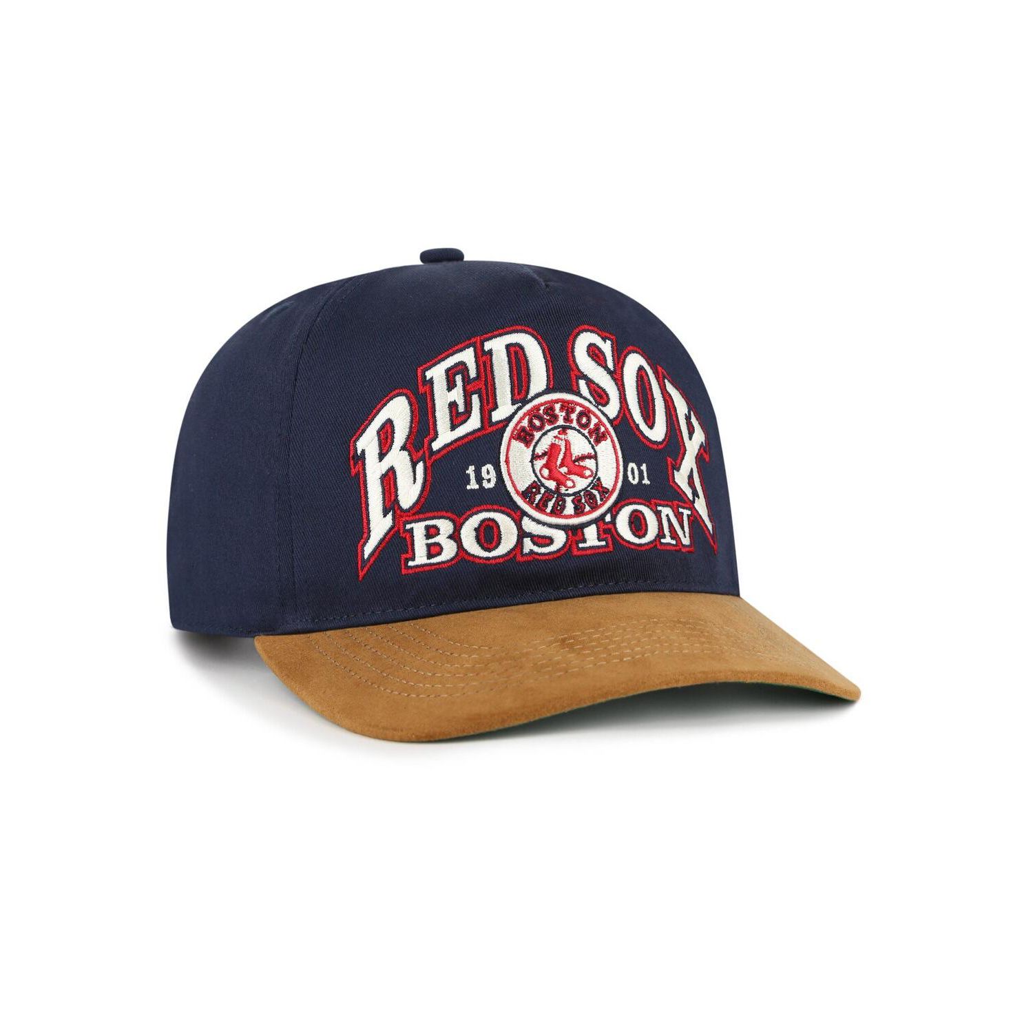Men's Navy/Brown Boston Red Sox Cooperstown Break Wood Suede Hitch Adjustable Hat