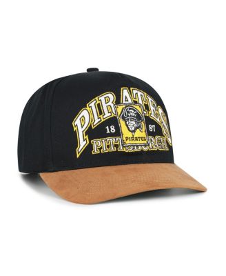 Men's Black/Brown Pittsburgh Pirates Cooperstown Break Wood Suede Hitch Adjustable Hat