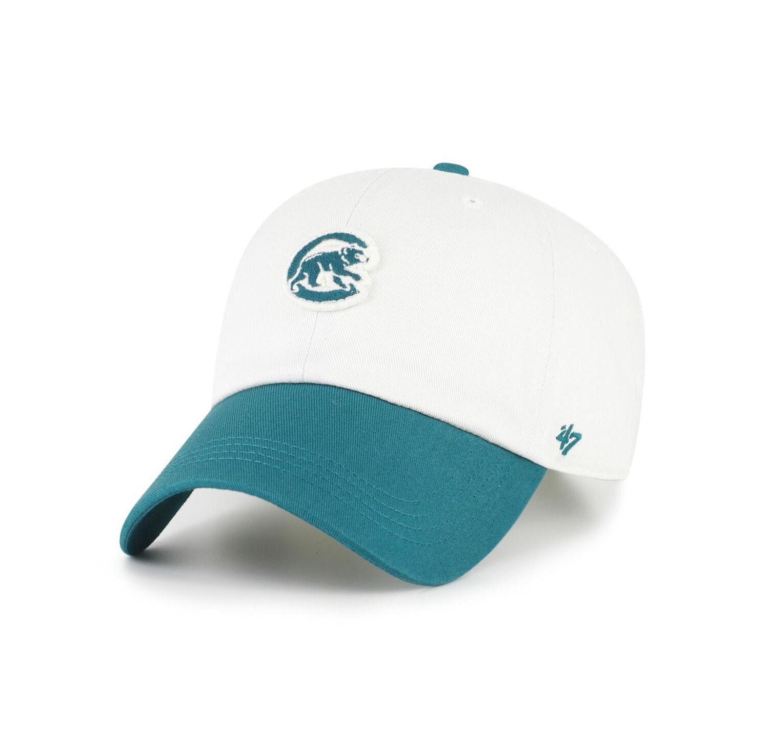 Men's White/Teal Chicago Cubs Contemporary Tonal Clean Up Adjustable Hat