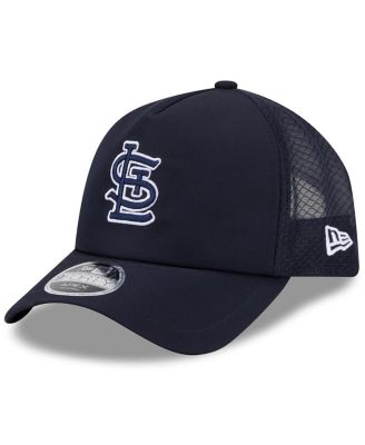 Men's Navy St. Louis Cardinals 2026 Batting Practice Apex 9FORTY Adjustable Trucker Hat