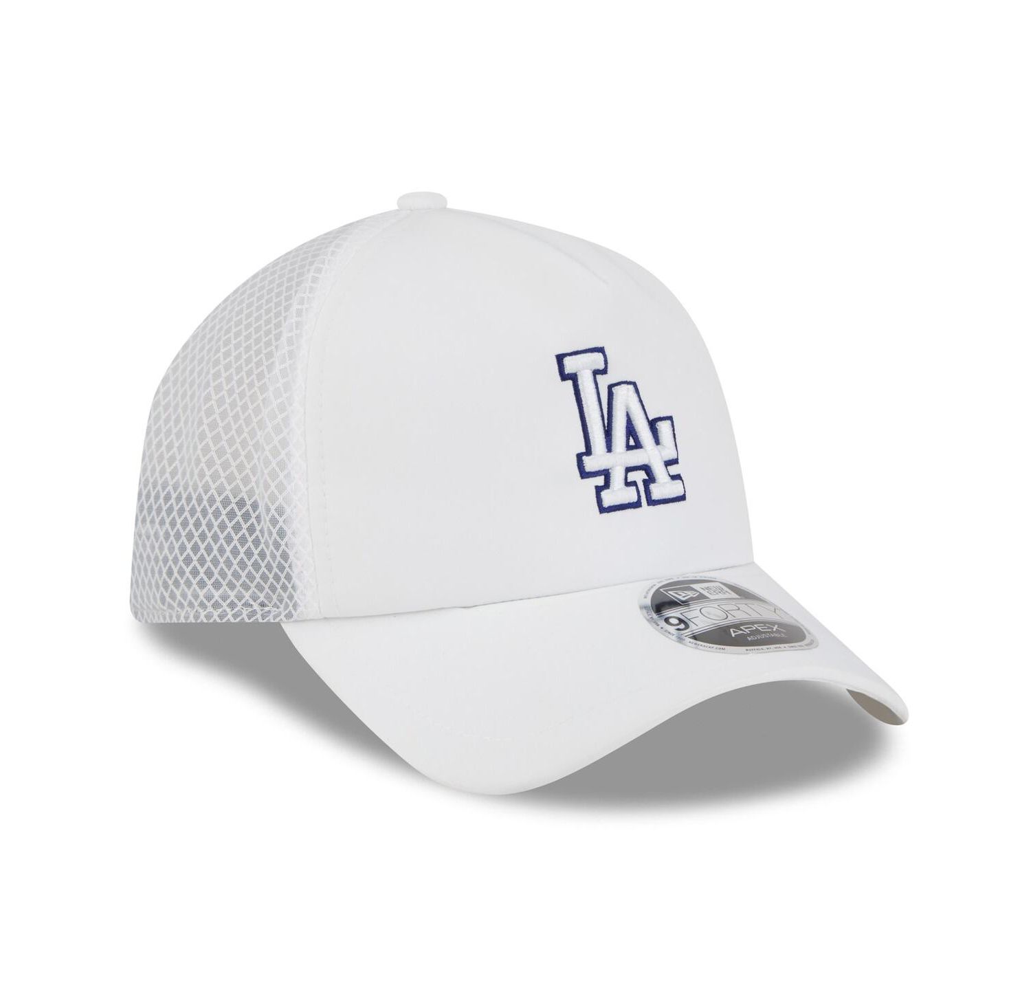 Men's White Los Angeles Dodgers 2026 Batting Practice Apex 9FORTY Adjustable Trucker Hat