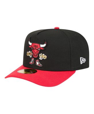Men's Black Chicago Bulls Injection Cartoon Logo A-Frame 59FIFTY Fitted Hat