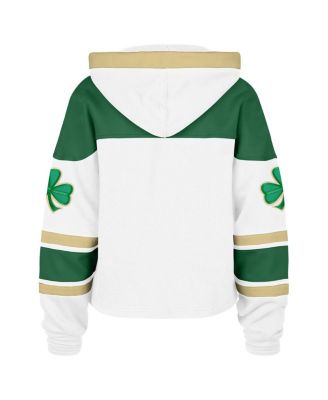 Women's White Boston Bruins McLucky Cropped Lacer Hoodie