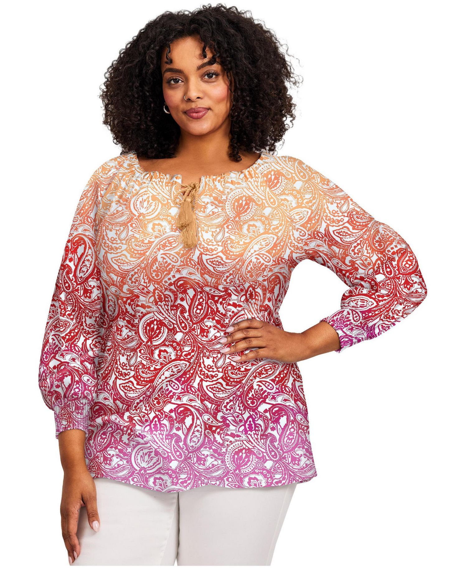 Plus Size Ombre Print Women's Top