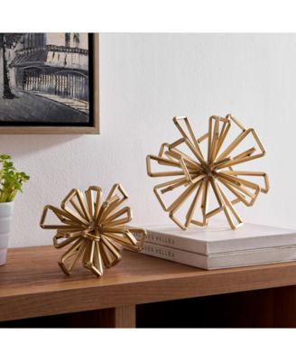 Geometric Gold Starburst Sculpture Set of 2