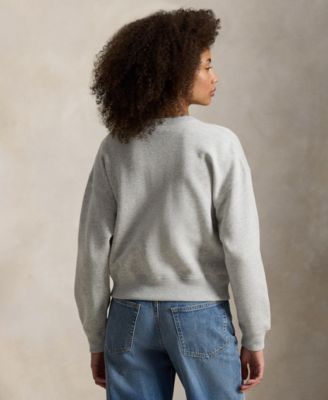 Women's Crewneck Logo Fleece Cardigan Sweater