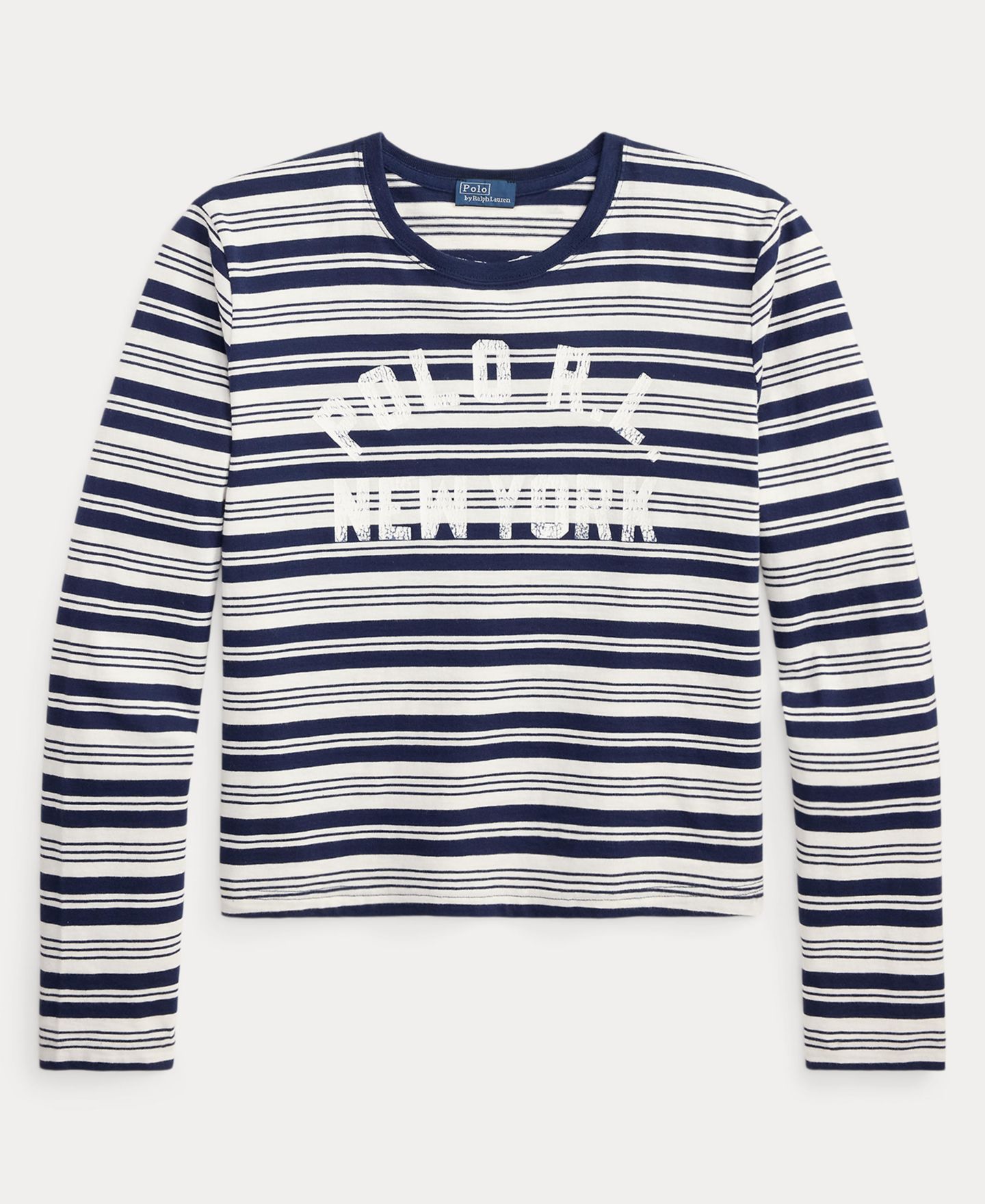 Женская футболка Polo Ralph Lauren Striped Crewneck Long-Sleeve T-Shirt, цвет: Тёмно-синий разноцветный — фото 5