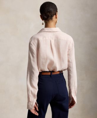 Women's Classic Fit Striped Linen Shirt