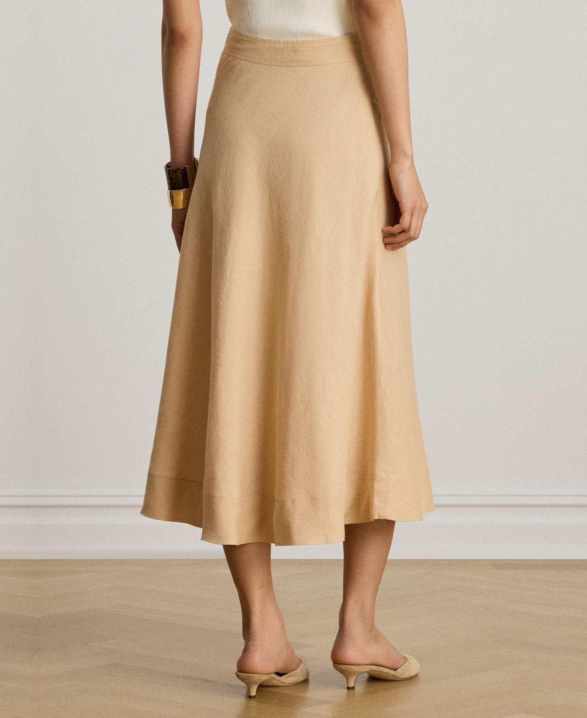 Lauren Ralph Women's Linen A-Line Midi Skirt