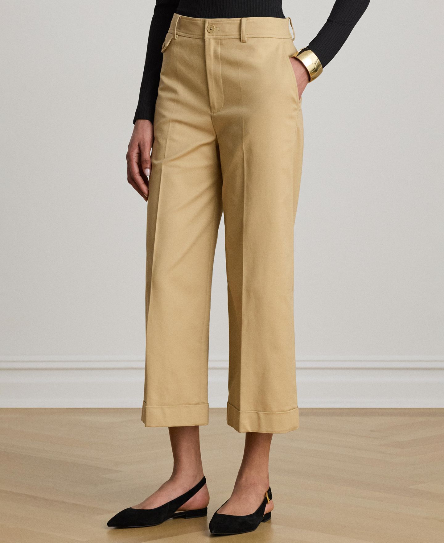 Женские брюки Lauren Ralph Lauren High-Rise Double-Faced Stretch Cropped Pants, цвет: Берёзовый рыжевато-коричневый — фото 1