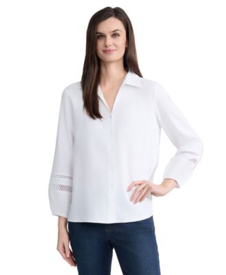 Women's Collared Long-Sleeve Linen Shirt