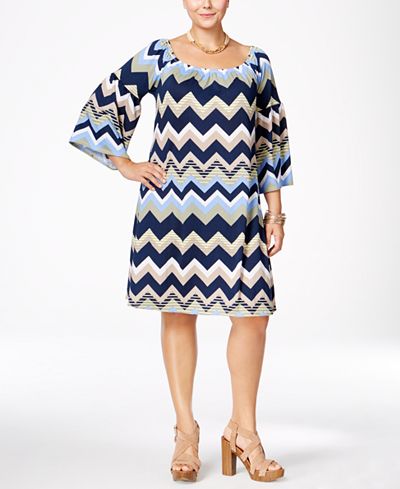 Love Squared Trendy Plus Size Chevron-Print Shift Dress