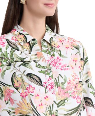 Women's Printed Button-Front Long-Sleeve Shirt