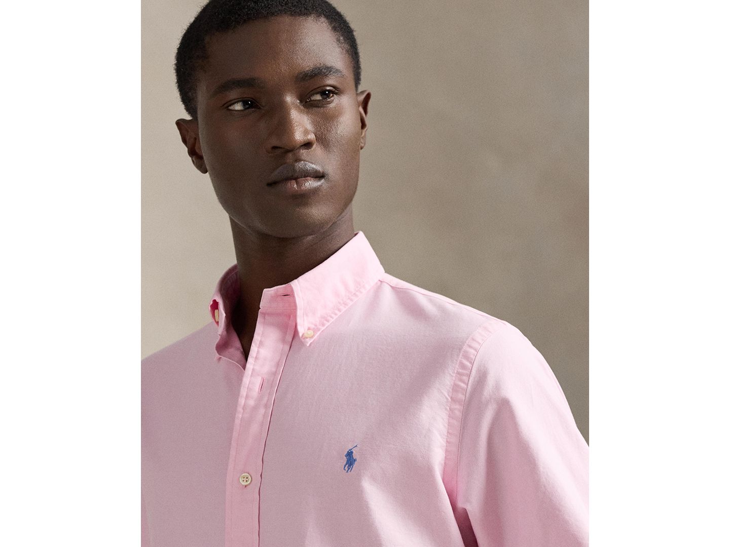 Мужская рубашка Polo Ralph Lauren Garment-Dyed Oxford, цвет: Розовый — фото 2