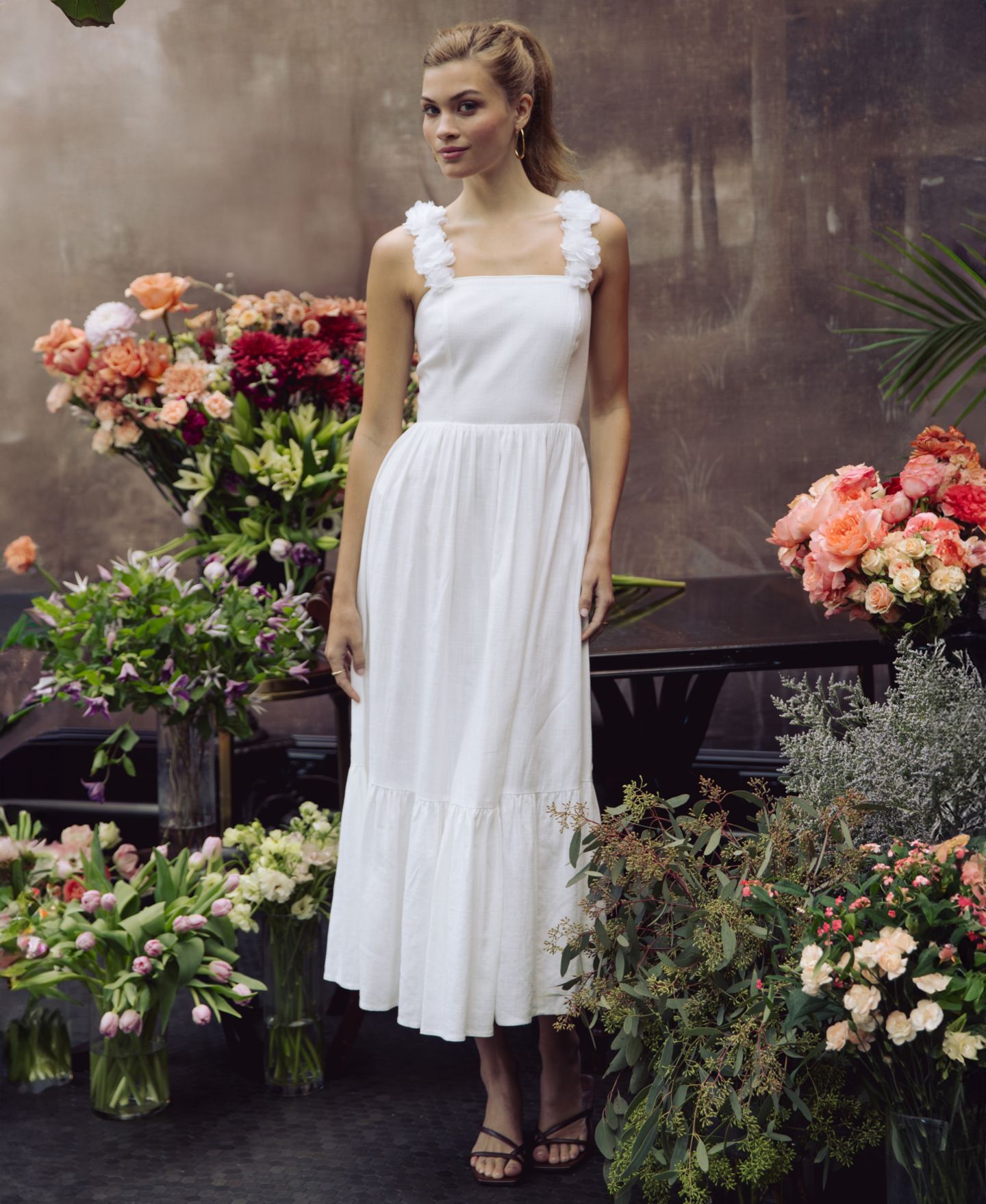 Женское платье CeCe Square Neck Sleeveless Midi, цвет: Белый — фото 4