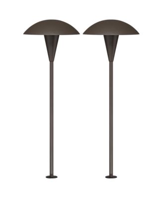 Grant  High Mid Century Modern Outdoor Landscape Mushroom Path Lights Porch Set of 2 LED Bulb Bronze Finish