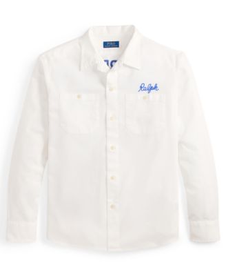 Men's Embroidered Herringbone Overshirt