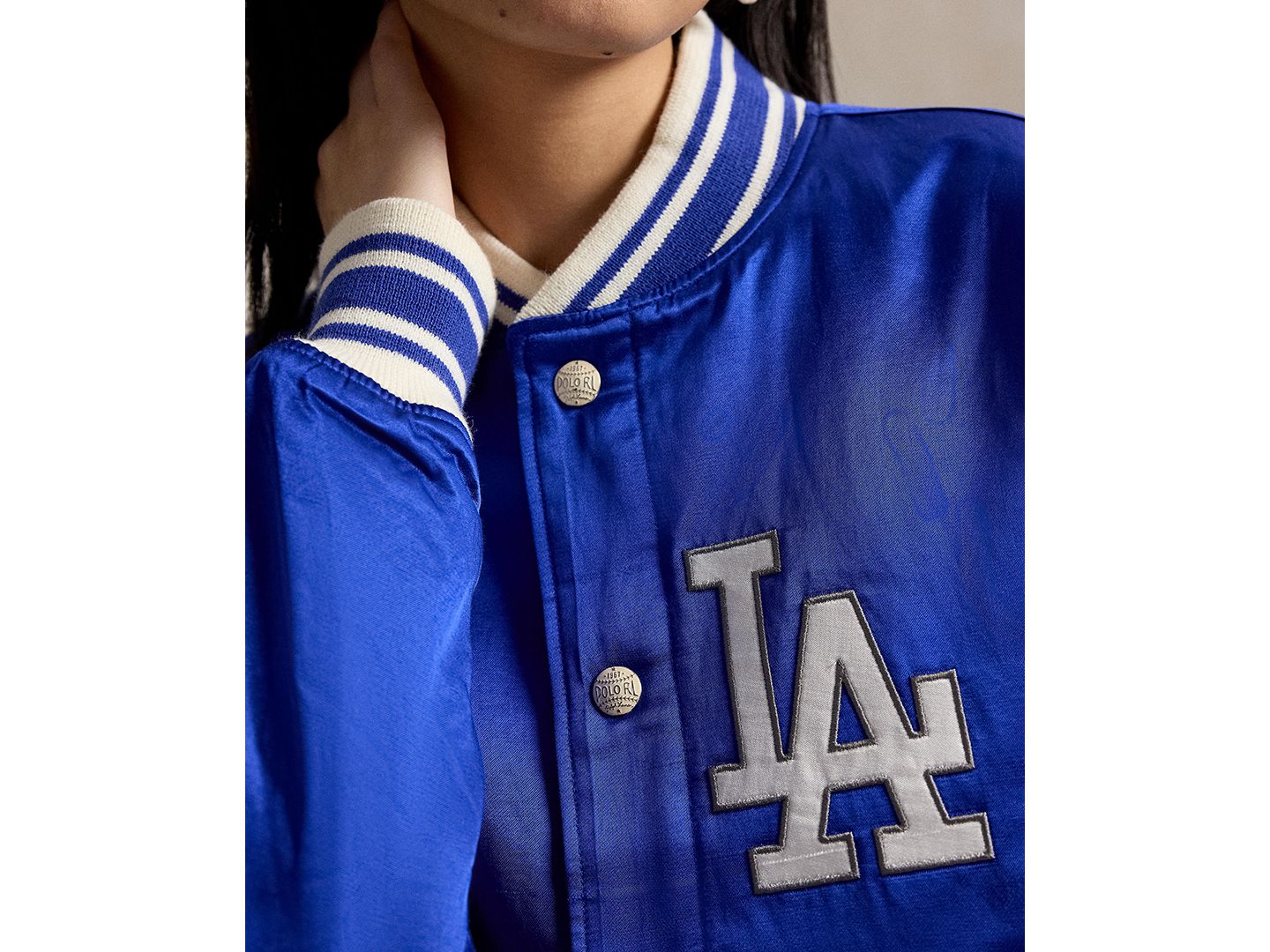 Мужская куртка Polo Ralph Lauren Dodgers Striped Baseball, цвет: Королевский синий — фото 4