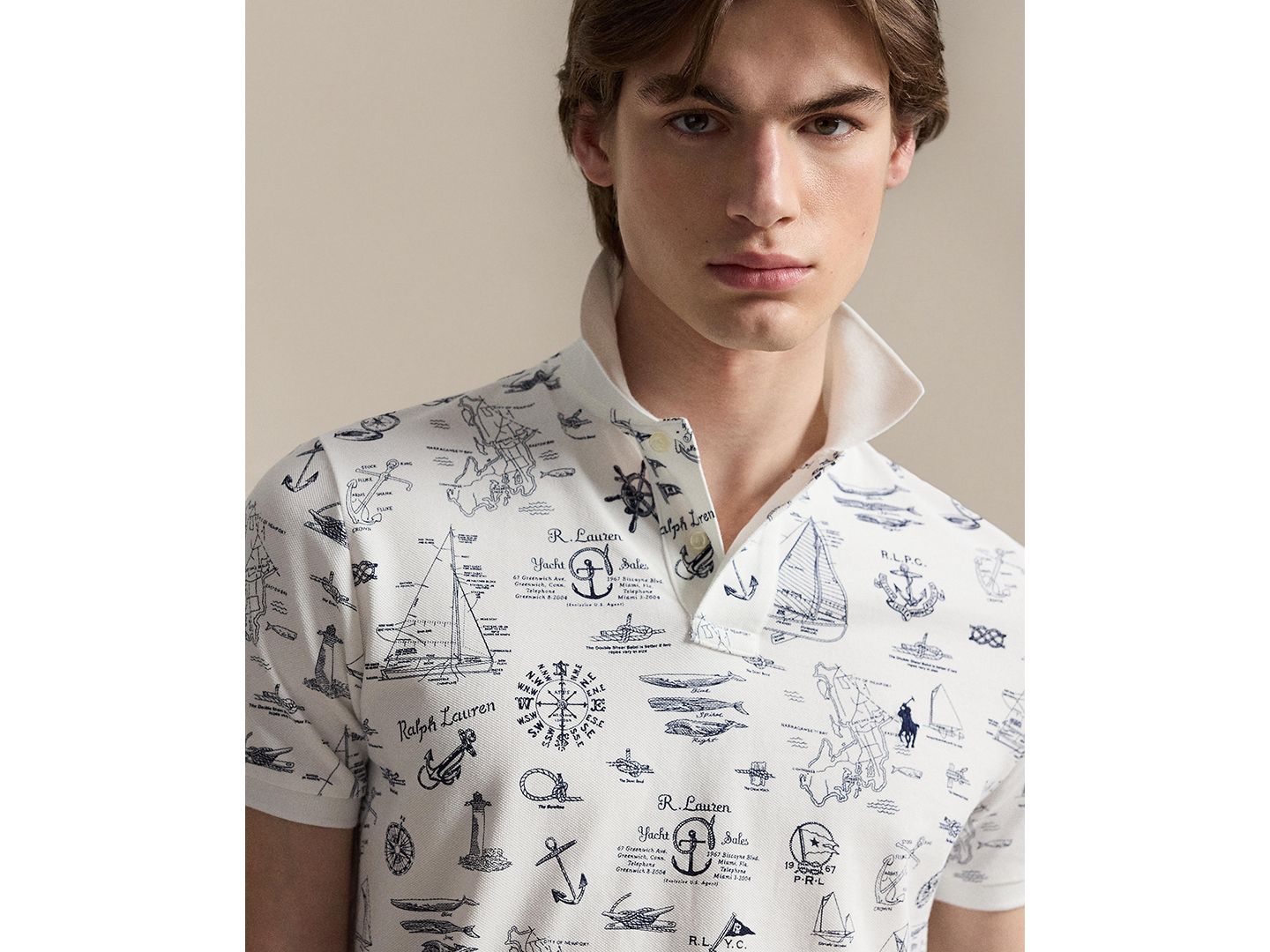 Мужское поло Polo Ralph Lauren Custom Slim-Fit Nautical Mesh Polo Shirt, цвет: Белый — фото 3