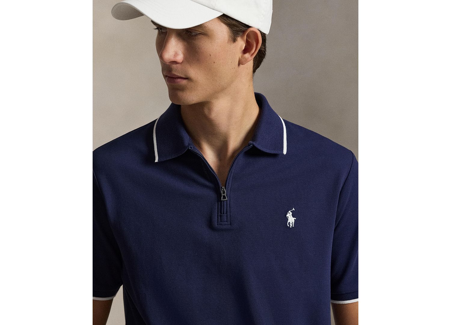 Men's Classic-Fit Stretch Mesh Zip Polo Shirt