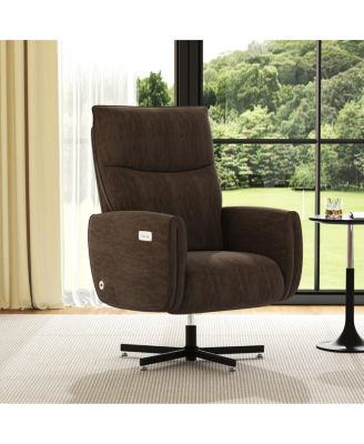 Electric Swivel Recliner with USB/Type-C, Velvet Accent Chair