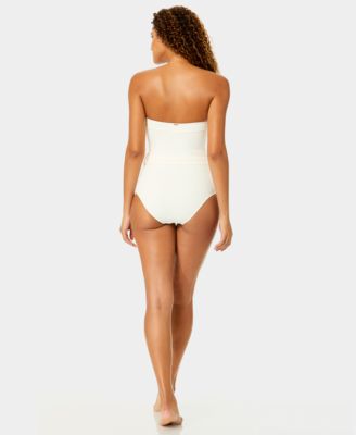 Women's Belted Bandeau Neck Strapless One-Piece Swimsuit
