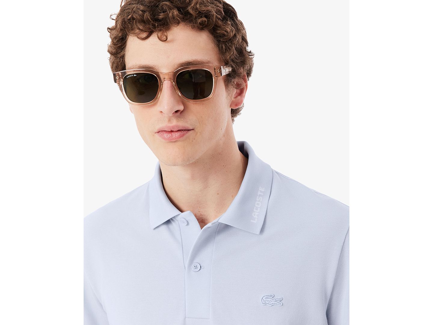 Мужское поло Lacoste Slim-Fit Jacquard Branded Pique Polo Shirt, цвет: Phoeni — фото 3