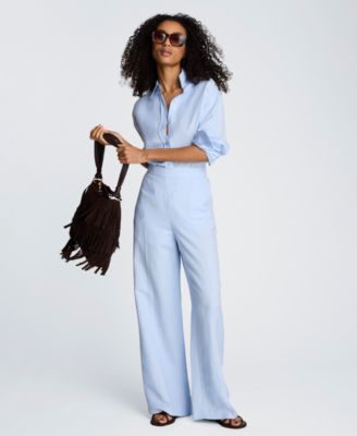 Women's Pull-On Linen Wide-Leg Pants