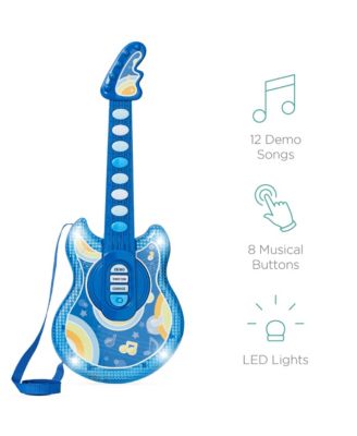 19in Kids Flash Guitar, Pretend Play Musical Instrument Toy for Toddlers w/ Mic, Stand